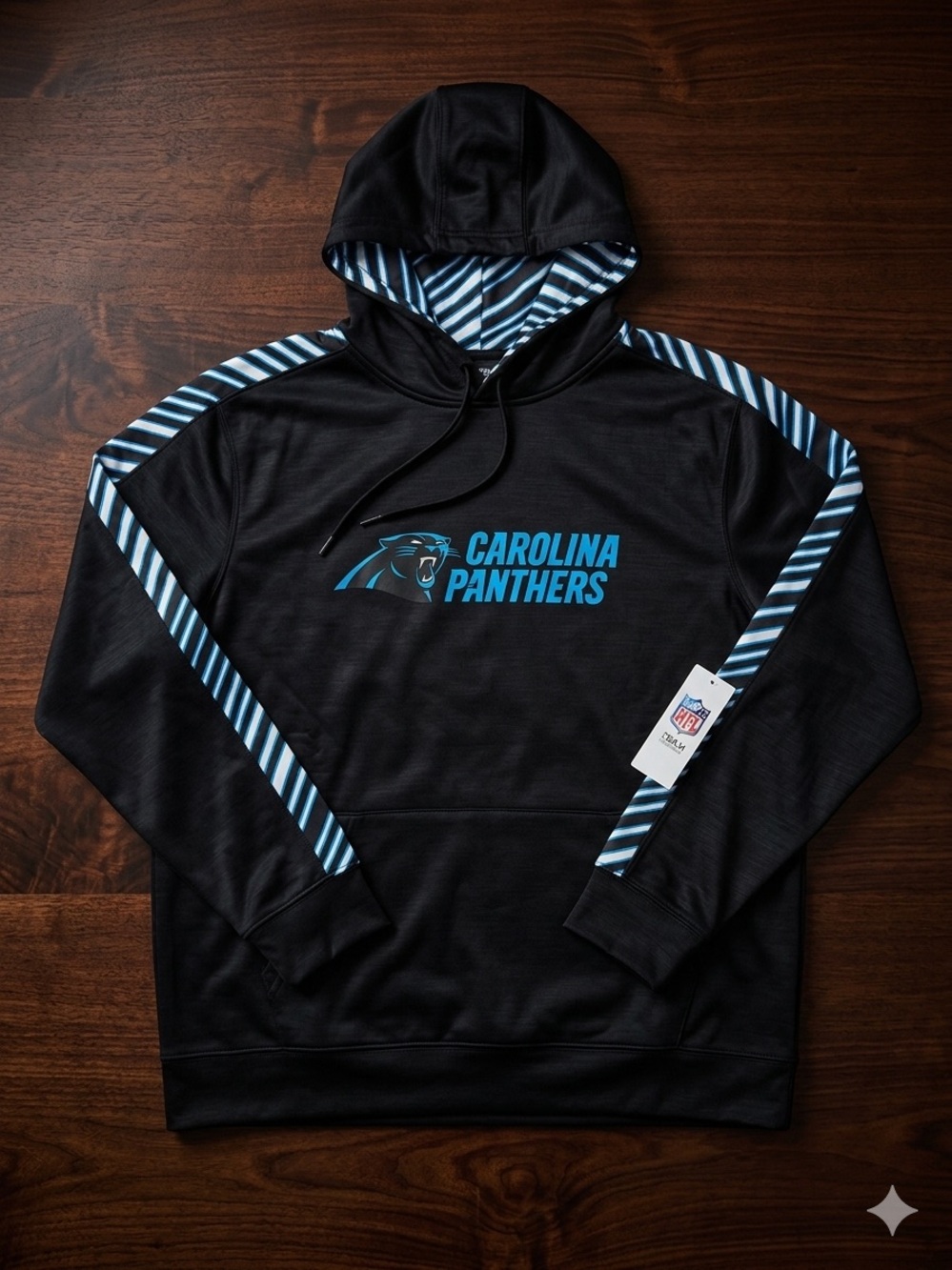 NFL Carolina Panthers Black & Blue Team Hoodie Large NWT
